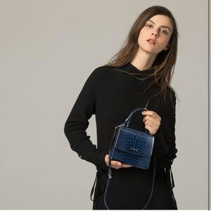 Blue Crocodile Leather Pattern crossbody bag handbag